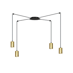 Suspension Traker 4 lumières noire et dorée