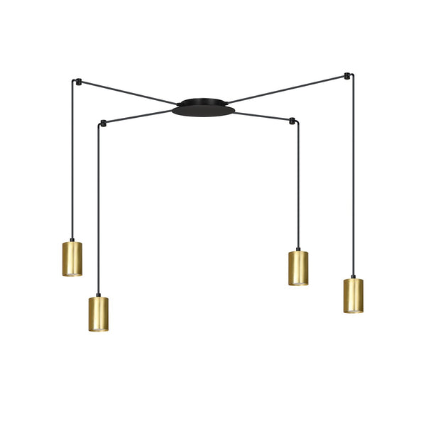 Suspension Traker 4 lumières noire et dorée