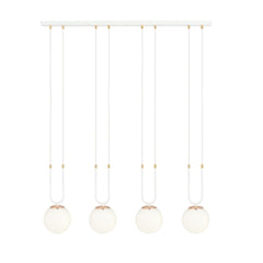 Glam Pendelleuchte, 4-flammig, weiß, Opalglas