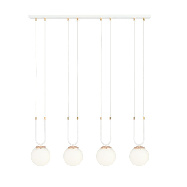 Glam Pendelleuchte, 4-flammig, weiß, Opalglas
