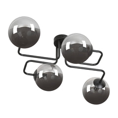 Deckenleuchte Brendi 4-flammig schwarz, Glas graphit