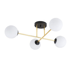 Plafonnier Magnum 4 lumières noir, verre opale