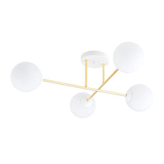 Plafonnier Magnum 4 lumières blanc, verre opale