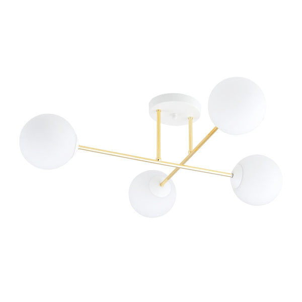 Plafonnier Magnum 4 lumières blanc, verre opale