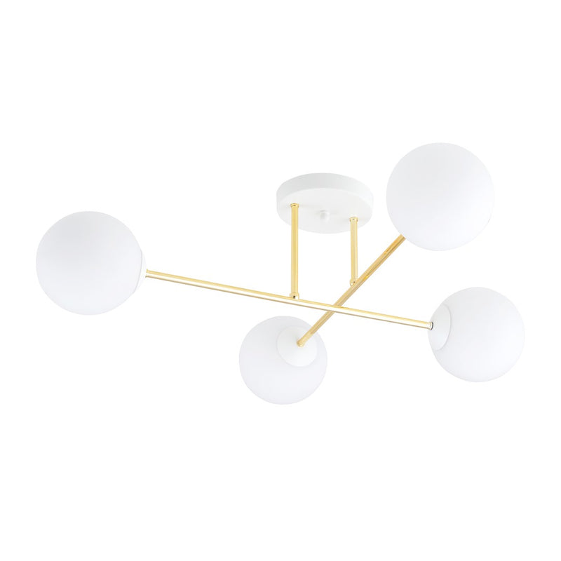 Plafonnier Magnum 4 lumières blanc, verre opale