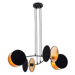 Hängeleuchte Motif, 4-flammig, schwarz und gold