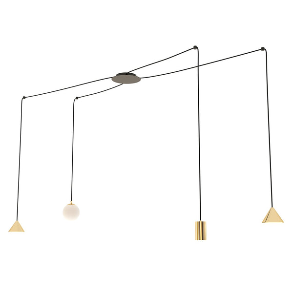 Fuji 4-flammige Pendelleuchte goldfarben