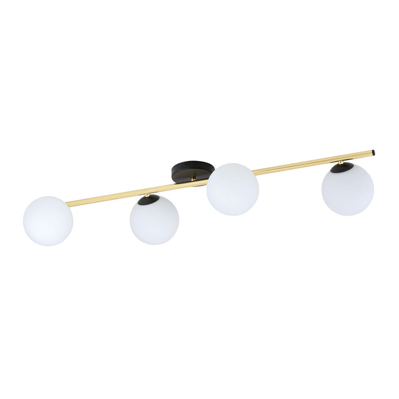 Deckenleuchte Splendi, 4-flammig, schwarz, Opalglas