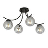Deckenleuchte Boston 4-flammig schwarz, Glas graphit