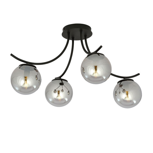 Deckenleuchte Boston 4-flammig schwarz, Glas graphit