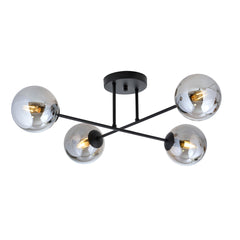 Deckenleuchte Roma 4-flammig schwarz, Glas graphit