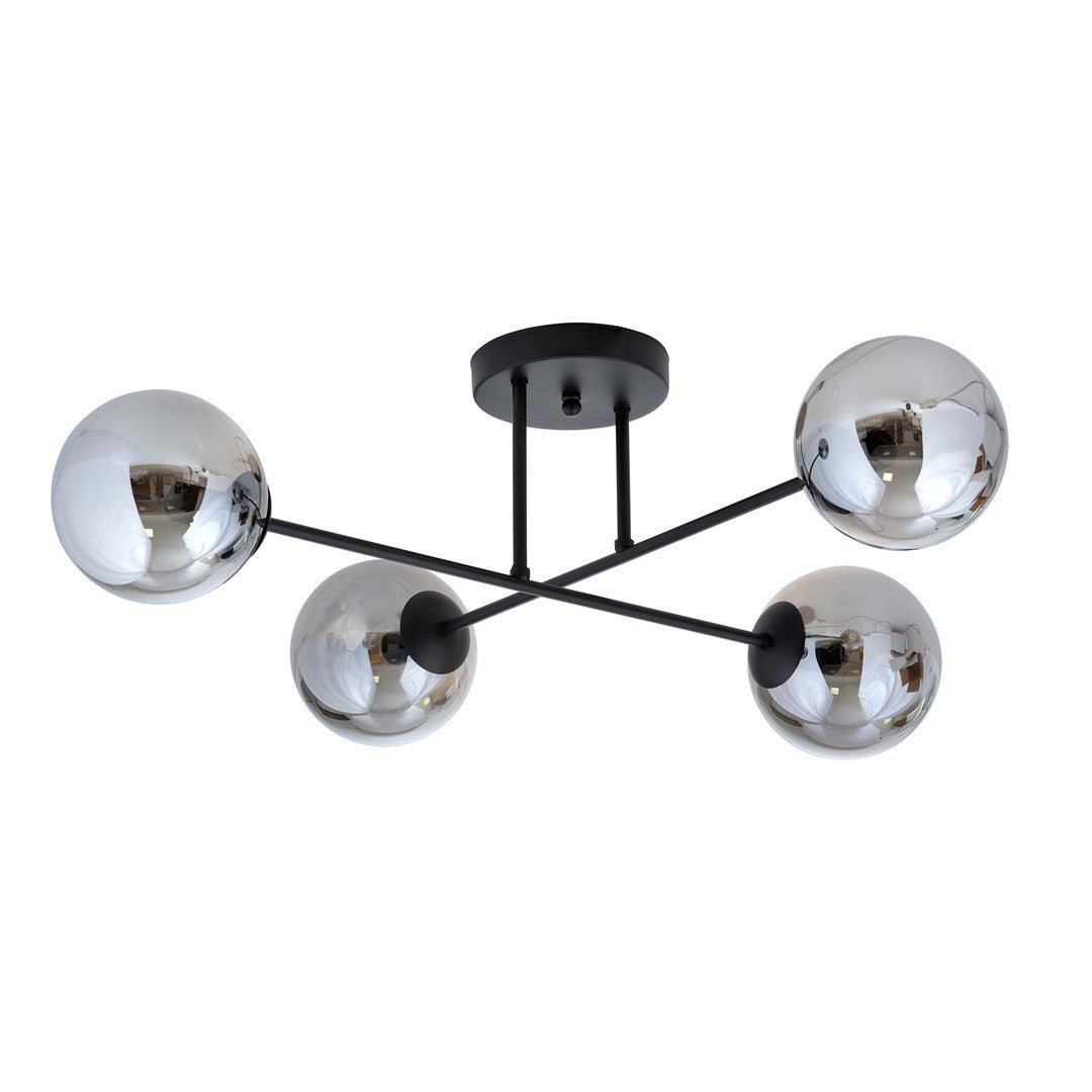 Deckenleuchte Roma 4-flammig schwarz, Glas graphit
