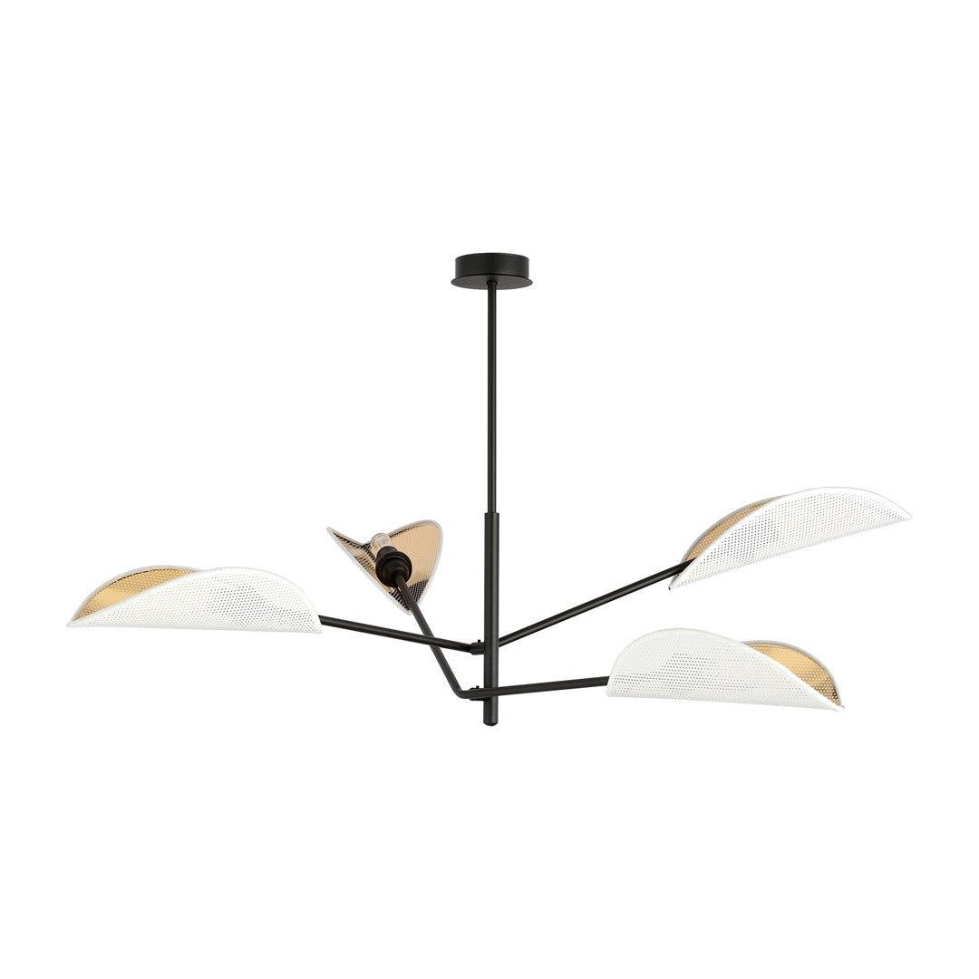 Présentation produit sur fond blanc, structure noire et quatre diffuseurs blancs perforés.