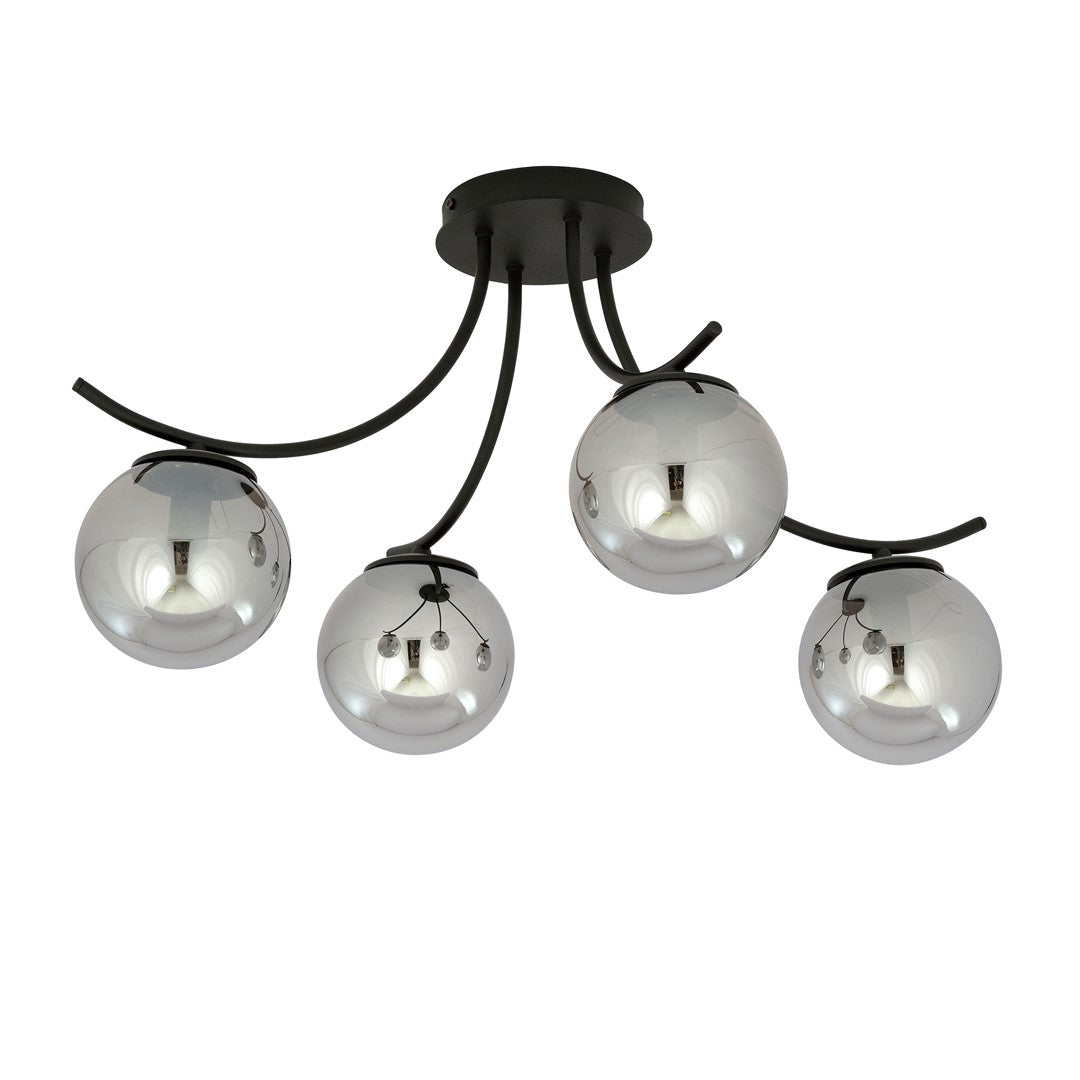 Deckenleuchte Boston 4-flammig schwarz, Glas graphit