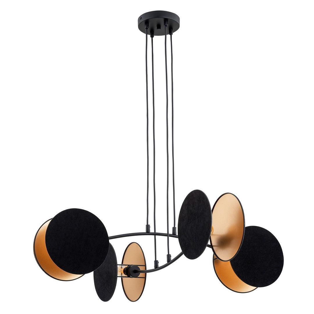 Hängeleuchte Motif, 4-flammig, schwarz und gold