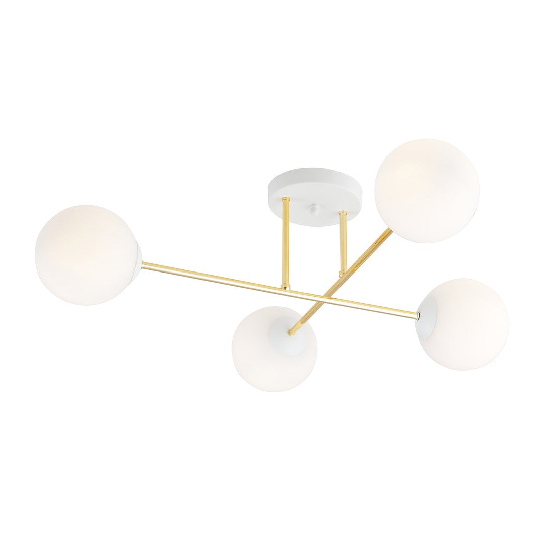 Plafonnier Magnum 4 lumières blanc, verre opale
