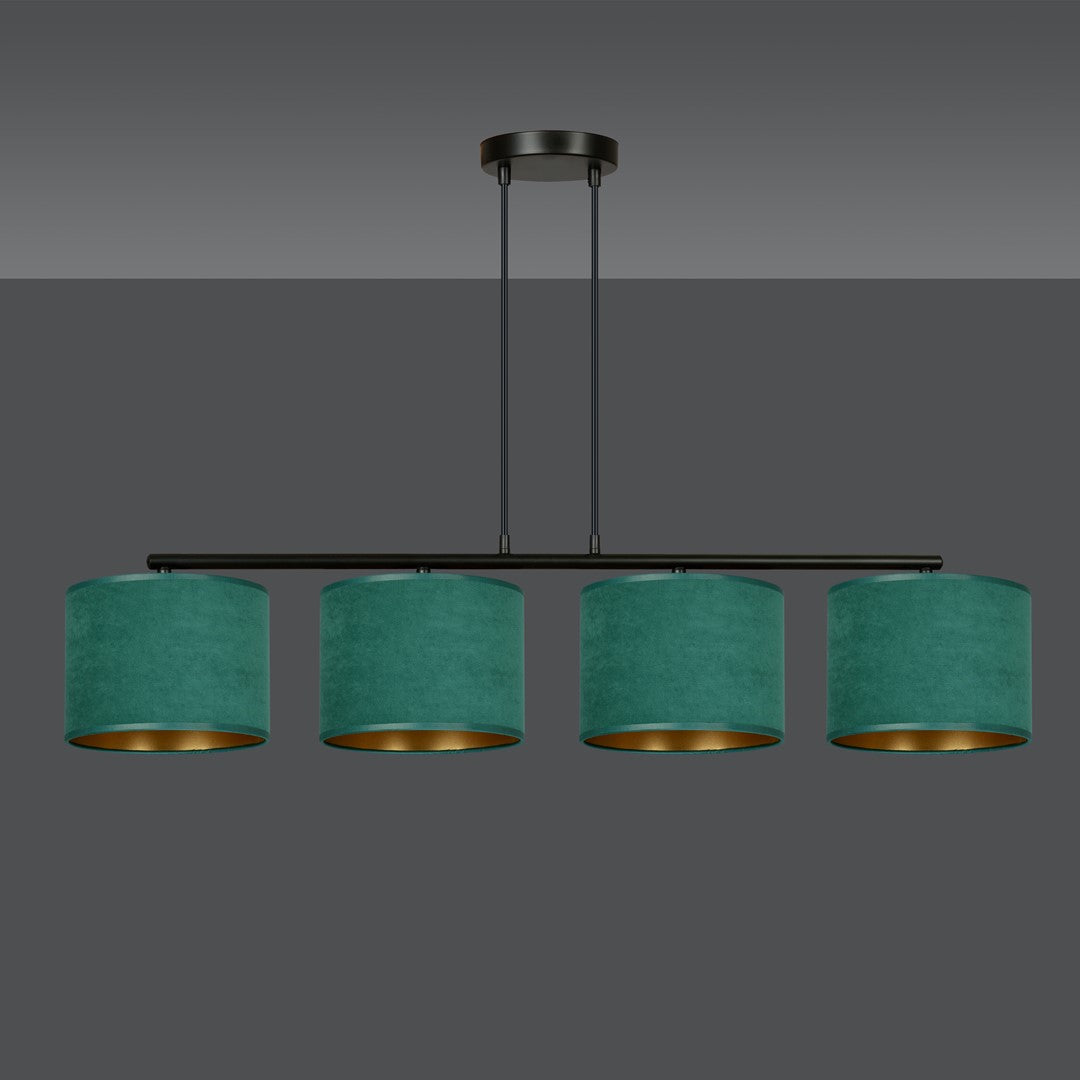 Vue de face du luminaire sur fond gris dégradé, abat-jours éteints