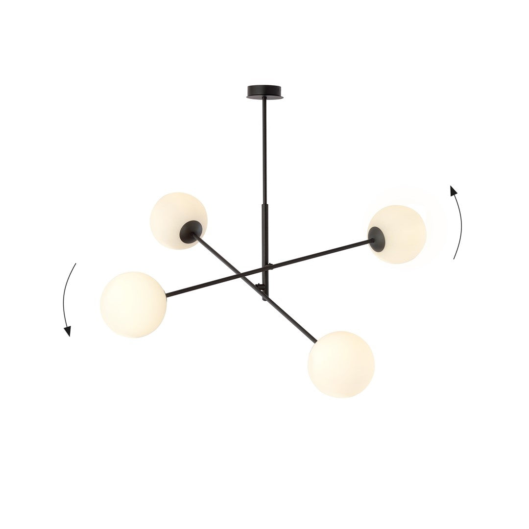 Schéma produit montrant la rotation des bras orientables dans plusieurs directions