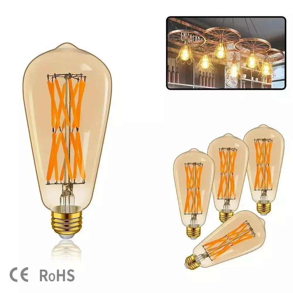 4 Retro-Glühbirnen E27 Bernstein Filament 16W | Antiker Glanz