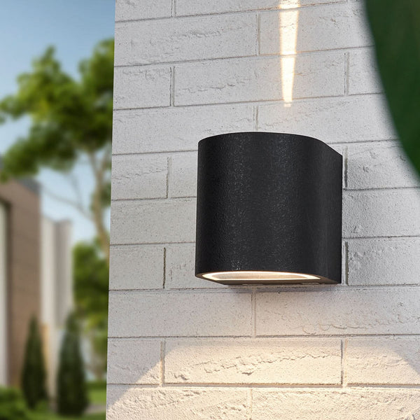 Applique d'extérieur LED Lenis en aluminium, noir, hauteur 15 cm, IP44, 3000 K, 6,7 W, largeur 14 cm