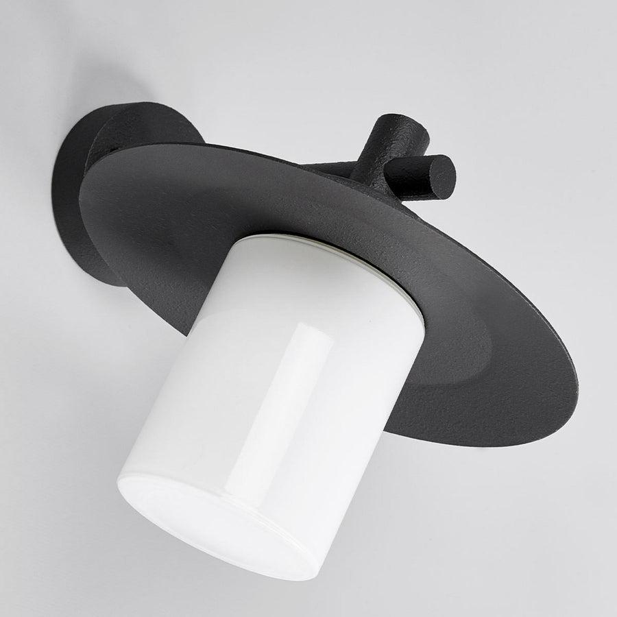 Applique d'extérieur Timea en verre, noir et blanc, hauteur 26 cm, IP44