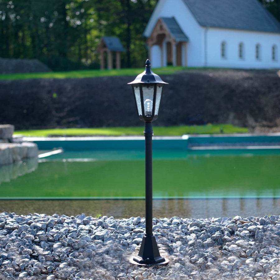 Borne lumineuse d'extérieur 4142 en verre, noir et transparent, Ø 24 cm