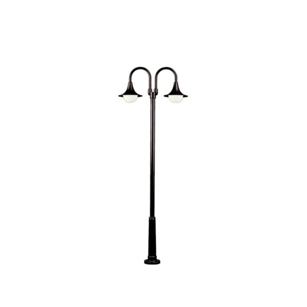 Lampadaire d'extérieur 171 en verre, noir et blanc, 2 lumières, hauteur 220 cm, IP44