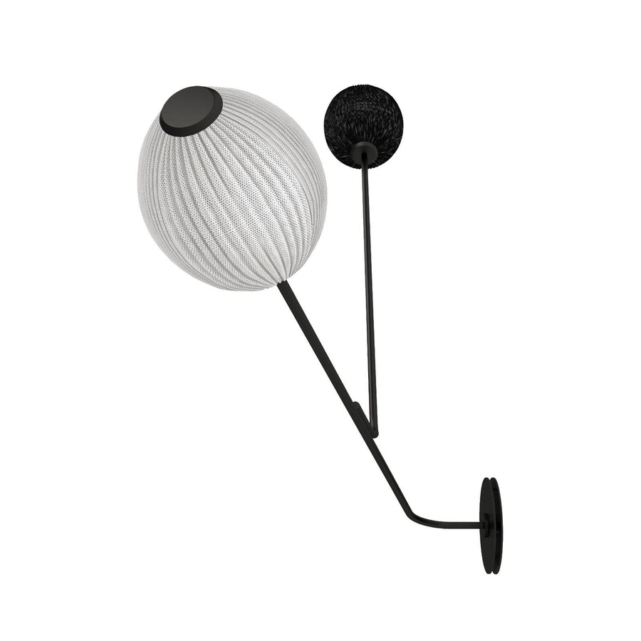 Applique murale Satellite en acier, noir et crème, 2 lumières, hauteur 128 cm