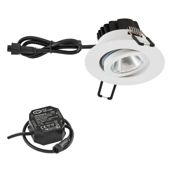 Spot encastrable d'extérieur LED PC65 3000K en verre, blanc, Ø 8,3 cm, IP65