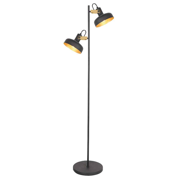 Schwarze 2-flammige Stehleuchte Prato 4121ZW mit E14-Fassungen