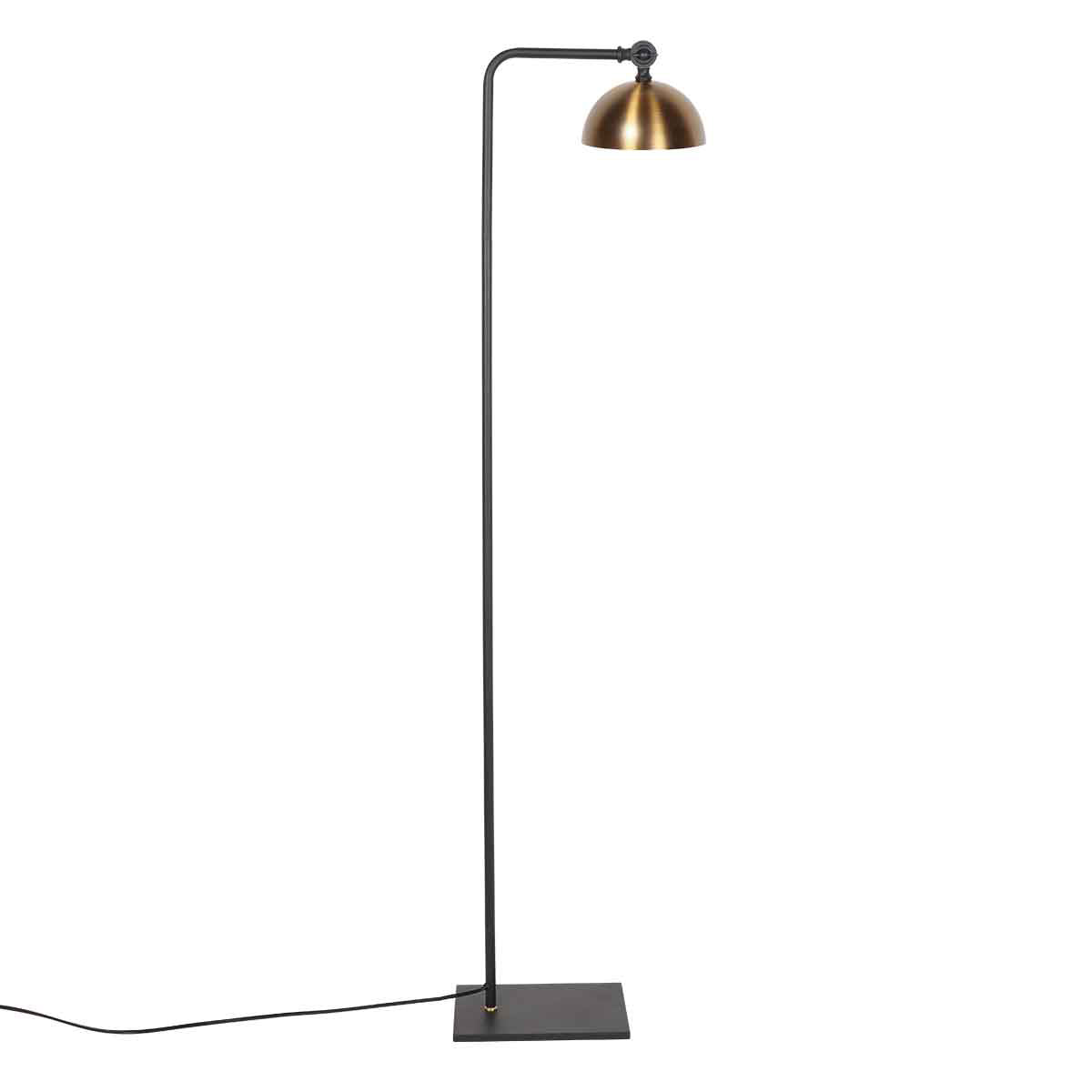 Profil du lampadaire avec base rectangulaire noire et câble apparent