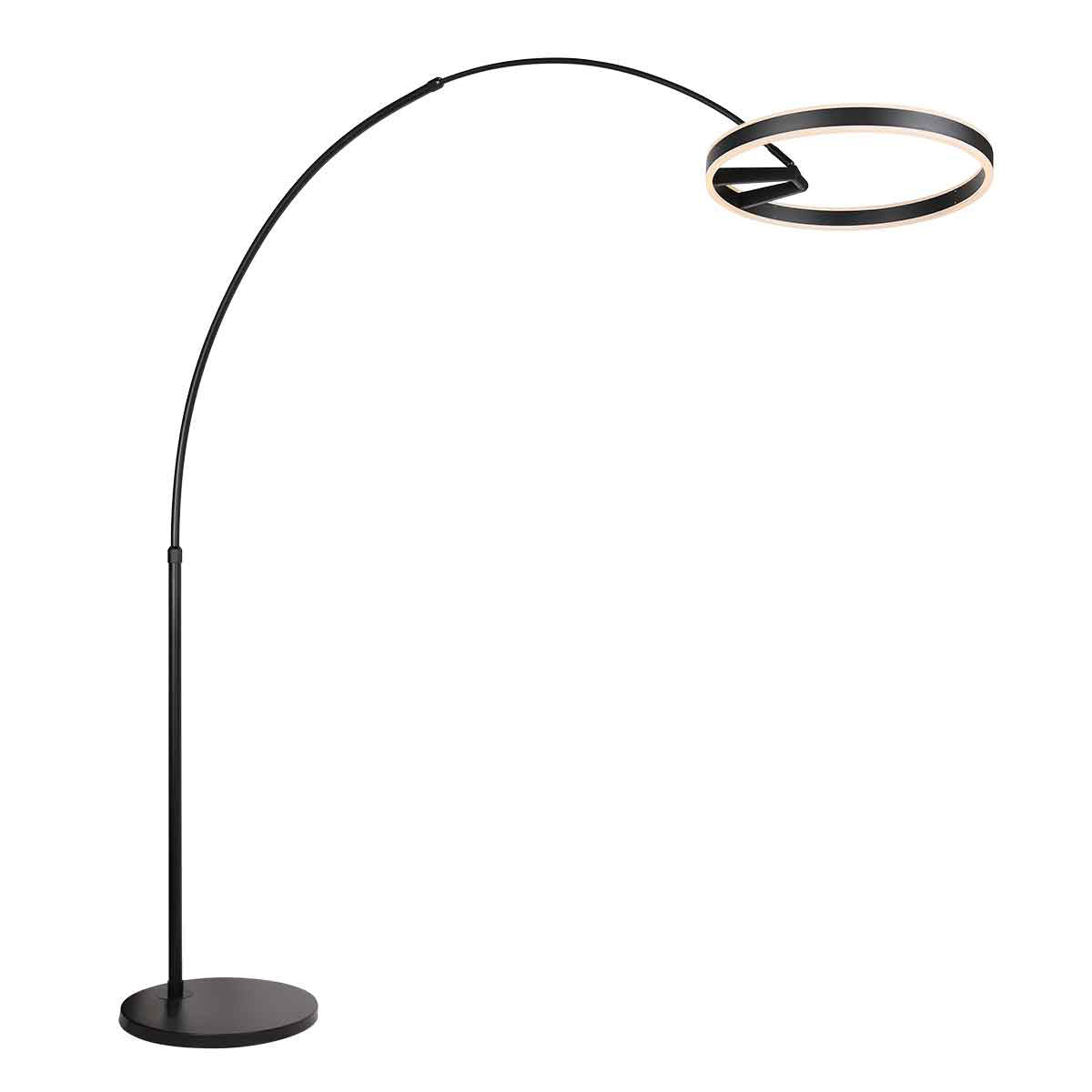 Anneau lumineux incliné, ruban LED visible sous le cerclage noir
