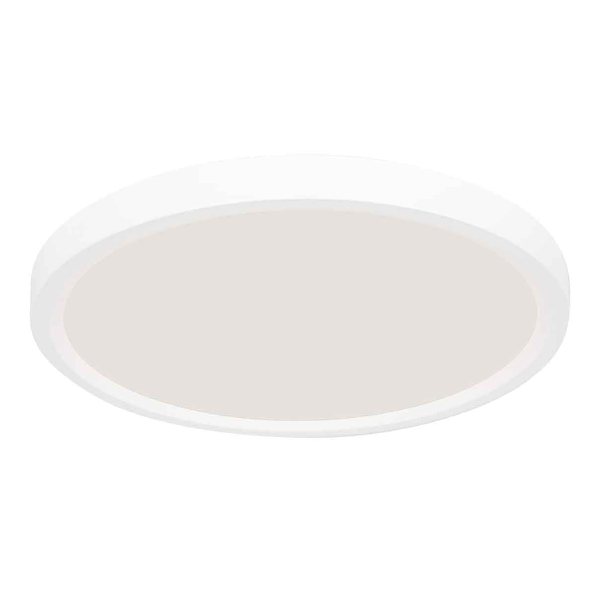 Vue de dessous montrant le diffuseur blanc laiteux et la couronne périphérique.