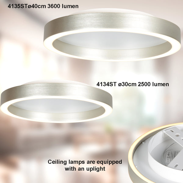 Deckenleuchte Ringlux 4134ST in Stahloptik Ø30 cm 2500 Lumen