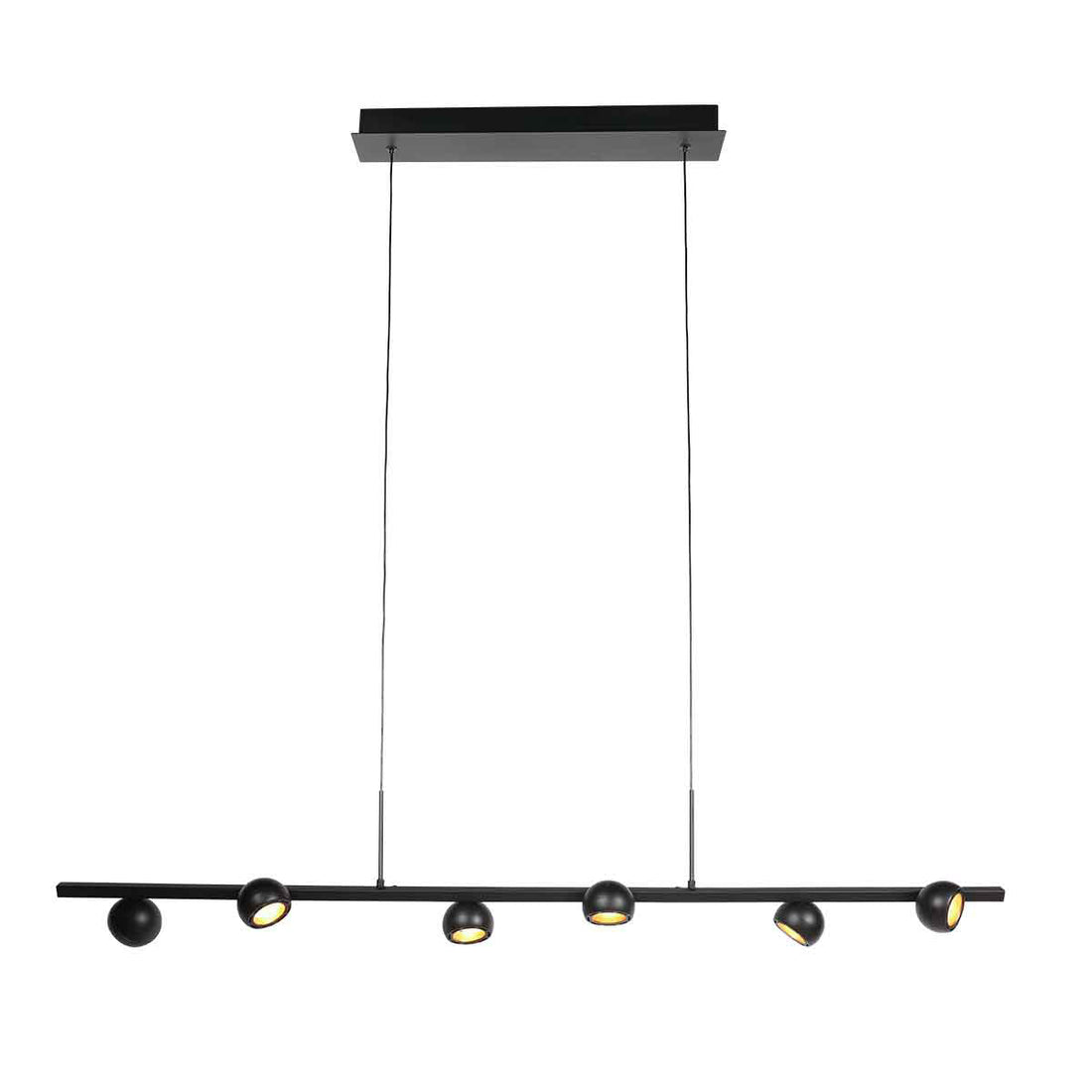 Schwarze 6-flammige Pendelleuchte, 120 cm schwenkbar | Marcadore