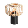 Kleine schwarze Tischlampe Bloeba 4143ZW mit Lampenschirm aus natürlichem Bambus