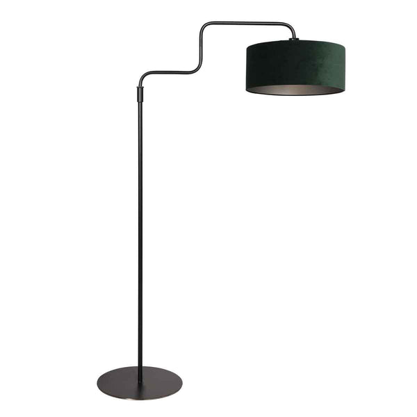 Schwarze Stehlampe Bloeba 4165ZW mit grünem Samtschirm