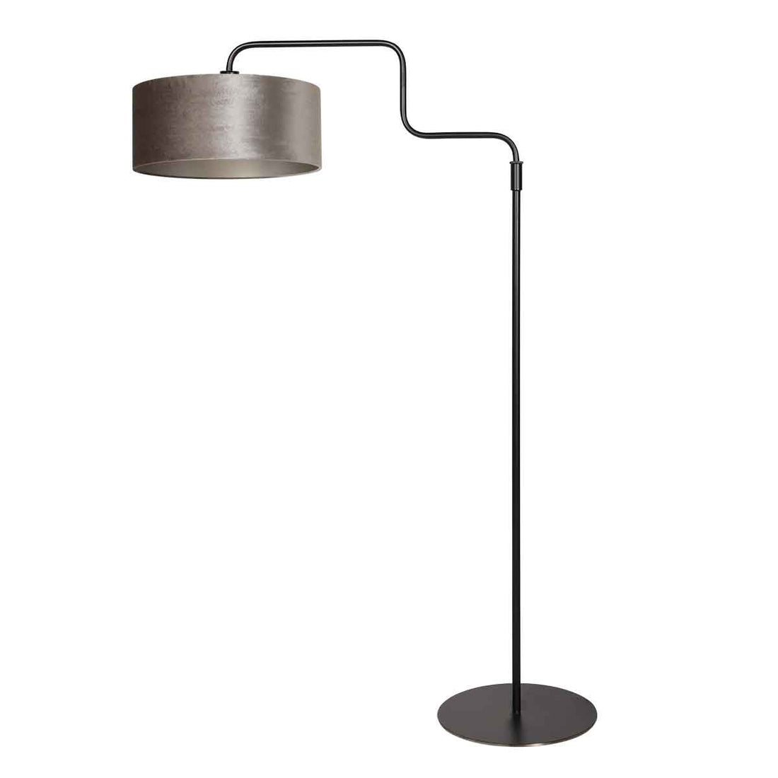 Schwarze Stehlampe Bloeba 4167ZW mit grauem Samtschirm