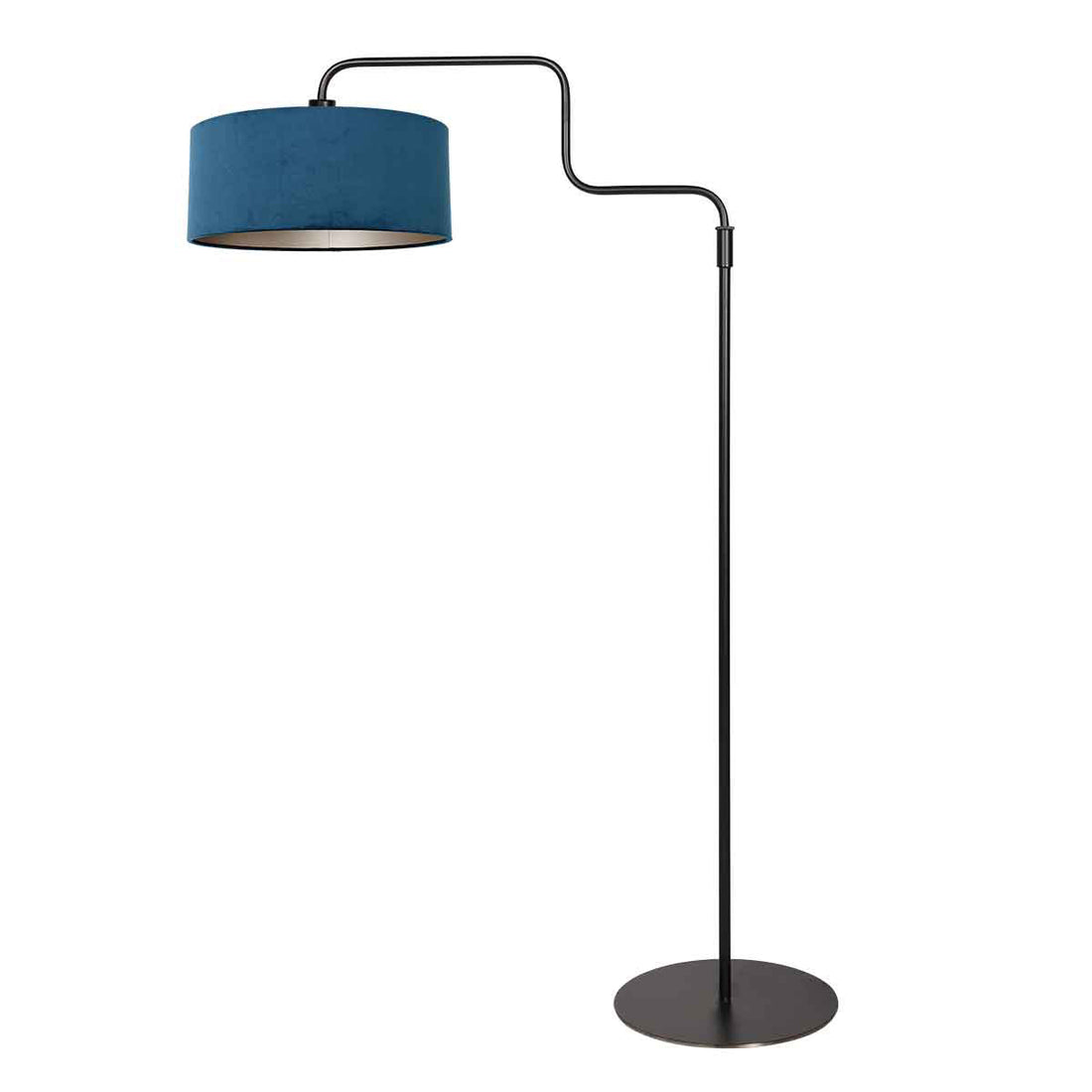 Schwarze Stehleuchte Bloeba 4169ZW mit blauem Samtschirm