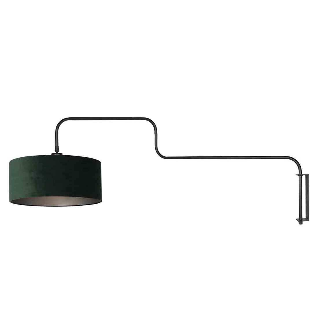 Schwarze Wandlampe Bloeba 4176ZW mit weißem und grünem Samtschirm