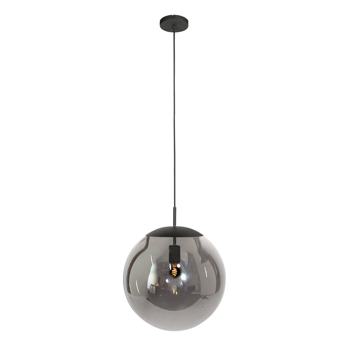 Hängeleuchte Glaskugel rauchfarben Ø40 cm, höhenverstellbar, Esszimmer | Bollique