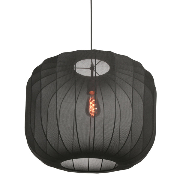 Schwarze Hängeleuchte Sable 4192ZW – elegante Beleuchtung mit luxuriösem Leinen-Lampenschirm