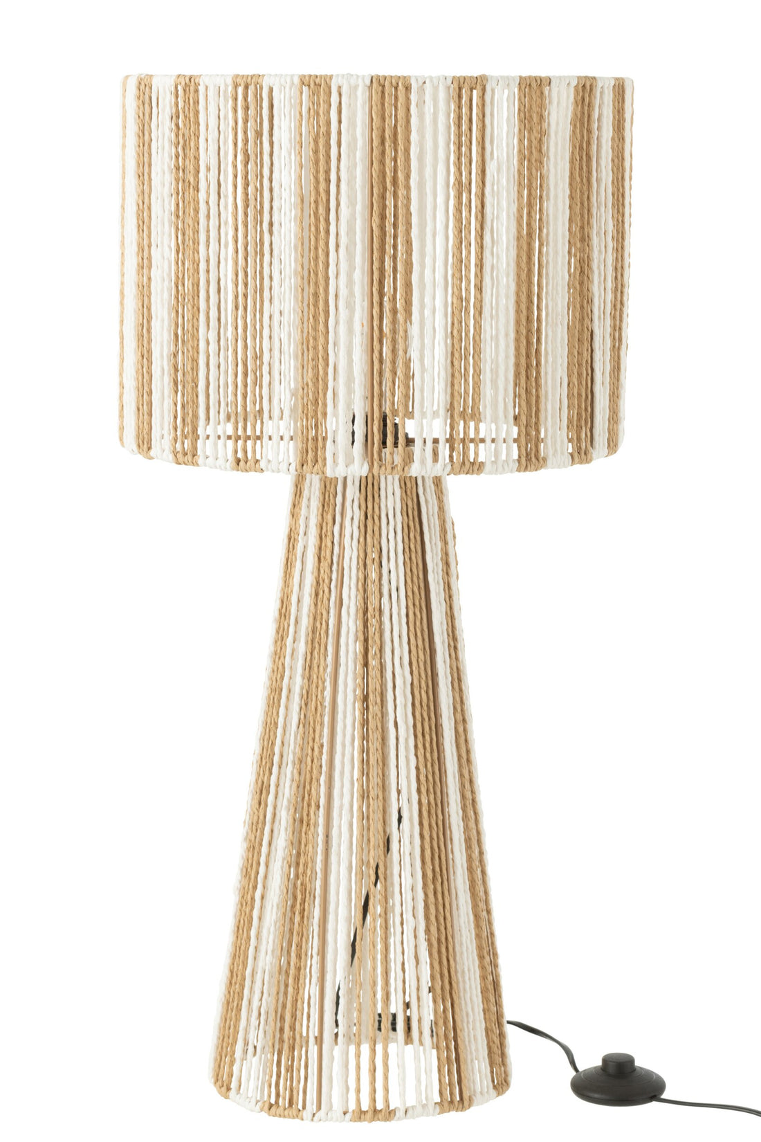 Lampe à poser rayée en corde et papier