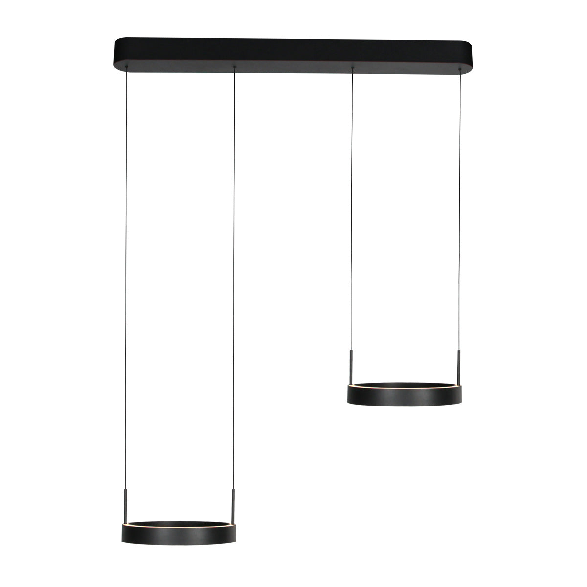 Suspension double cercle noire, LED haut et bas 6500 lm — vue 2