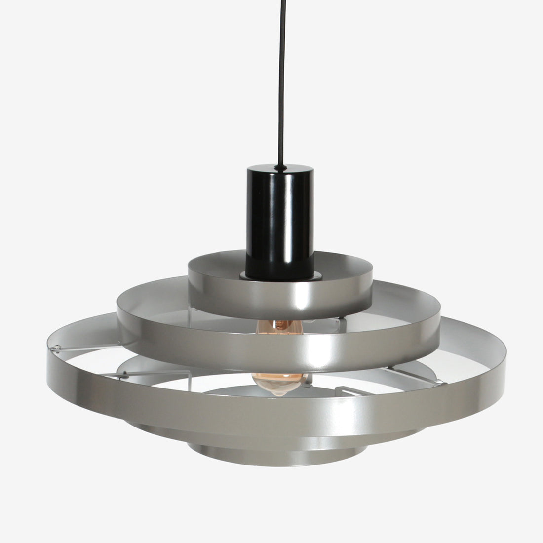 Graue Metallring-Pendelleuchte Ø 50 cm, höhenverstellbar, Wohn- und Esszimmer | Halo Cirque