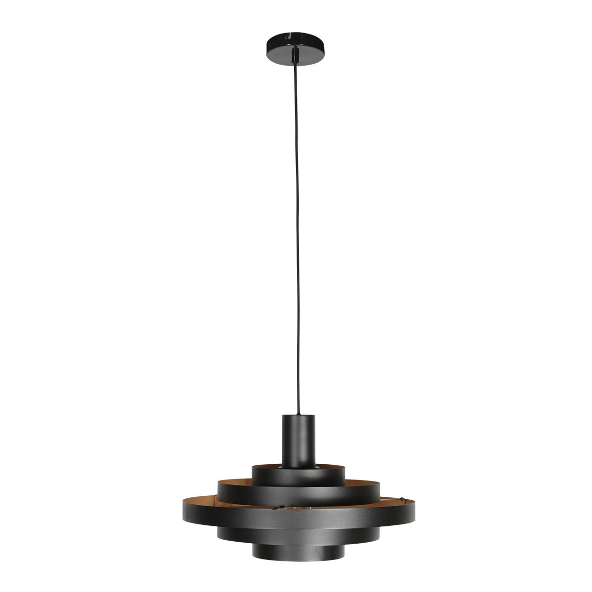Suspension noire intérieur doré Ø 50 cm, câble textile — vue 2