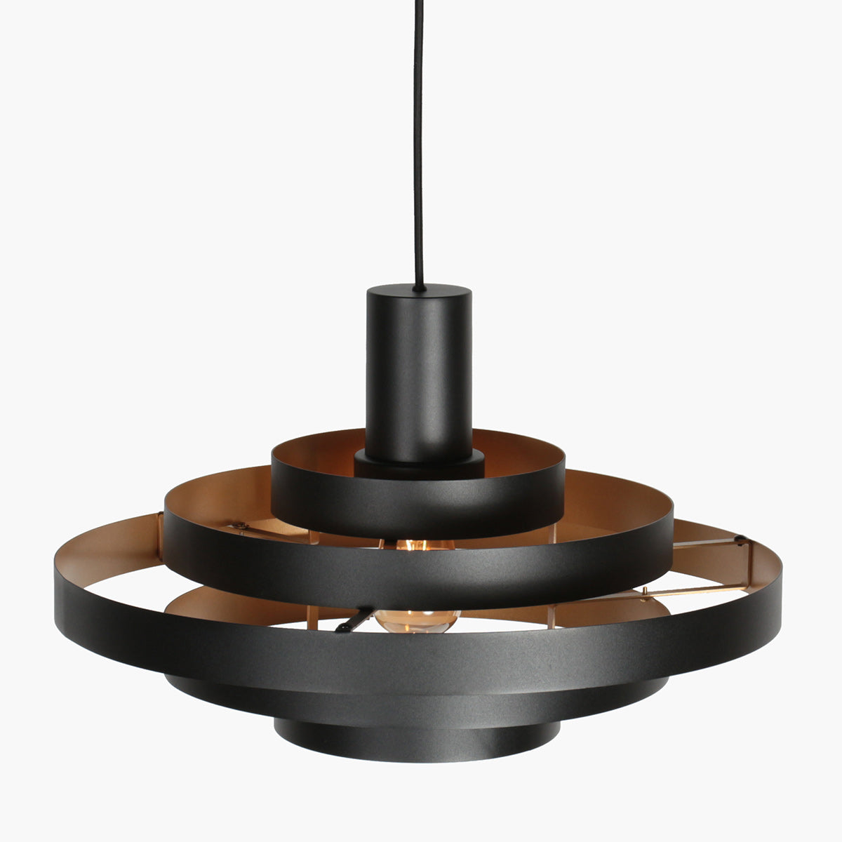 Suspension noire intérieur doré Ø 50 cm, câble textile — vue 3