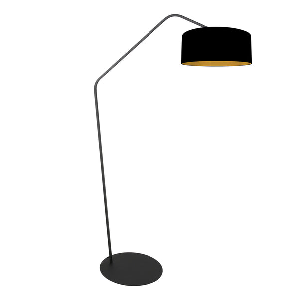 Schwarze Stehlampe Zig-Zag 4247ZW mit schwarzem Leinenschirm und goldener Innenseite – einzigartiges Design und funktionale Nutzung