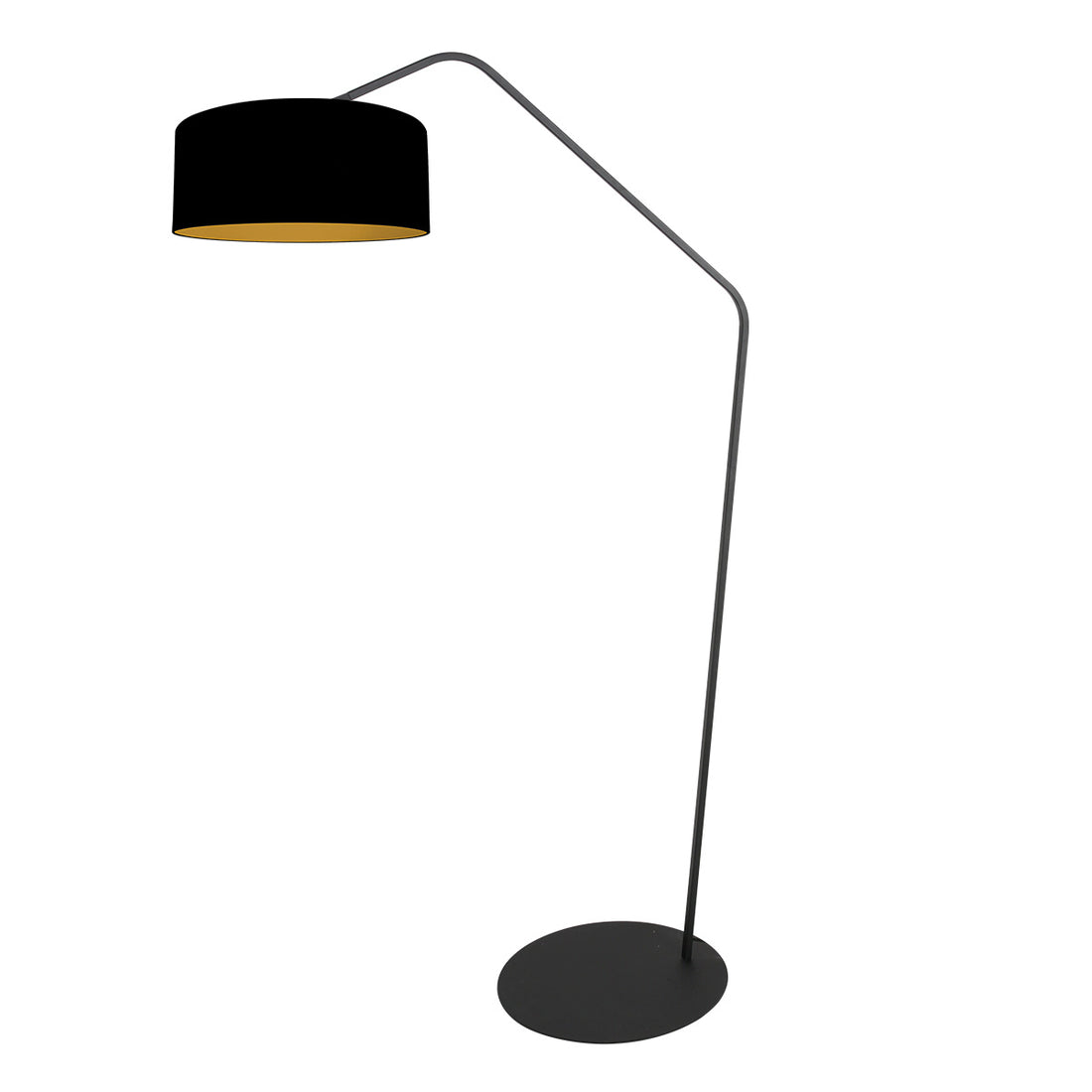 Schwarze Stehlampe Zig-Zag 4247ZW mit schwarzem Leinenschirm und goldener Innenseite – einzigartiges Design und funktionale Nutzung