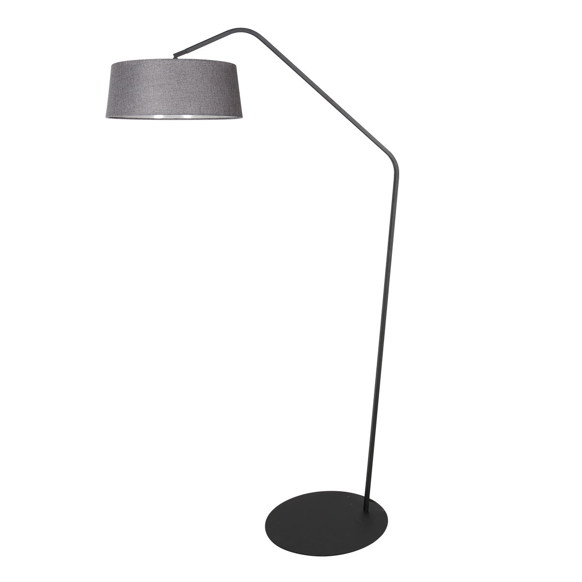 Vue de profil du lampadaire, abat-jour incliné vers la gauche